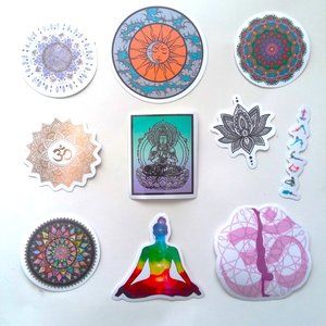 10 Yoga Mandala Stickers Lot Namaste Meditation Chakras Pilates